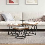 vidaXL Table basse 3 Pièces Chêne fumé 50 x 50 x 40 cm