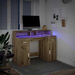 vidaXL Bureau avec lumières LED chêne artisanal bois d'ingénierie