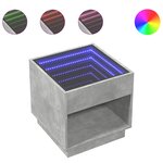 vidaXL Table de chevet avec LED infini gris béton 50x50x50 cm
