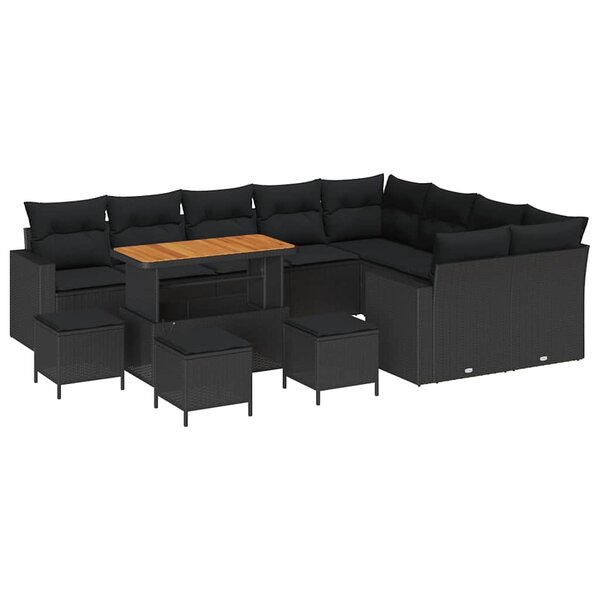 vidaXL Ensemble de canapé de jardin 13 Pièces Noir 110 x 55 x 71 cm