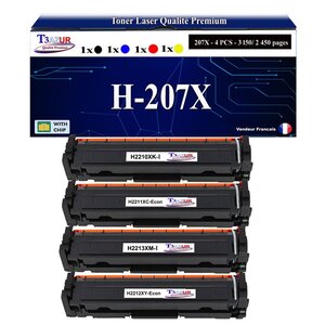 T3AZUR -4x Toners compatibles avec W2210X W2211X W2212X W2213X 207X pour HP Color LaserJet Pro M255dw M255nw