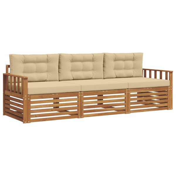 vidaXL Ensemble de canapés d'extérieur 3 pc Naturel et Beige