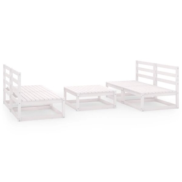 vidaXL Salon de jardin 5 Pièces Blanc Bois de pin massif