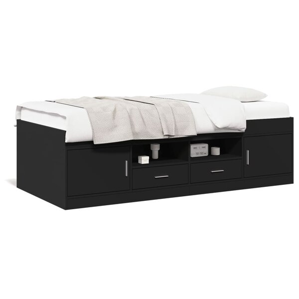 vidaXL Lit de jour avec tiroirs sans matelas noir 100x200 cm