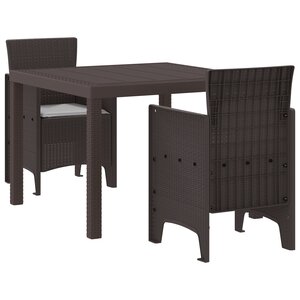 vidaXL Ensemble de salle à manger de jardin 3 pièces avec coussins en osier poly brun