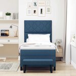 vidaXL Lit à Ressort avec Matelas et Banc Bleu 90x200 cm en Tissu
