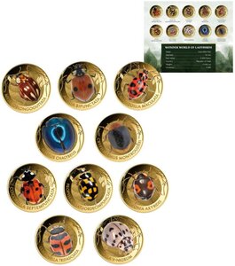 Monnaie LADYBIRDS Wonder World Set 10 Or 3000 Francs Chad