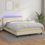vidaXL Sommier à lattes de lit avec matelas et LED Crème 140x200 cm