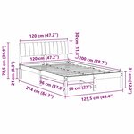 vidaXL Cadre de lit avec tête de lit marron et gris foncé 120 x 200 cm