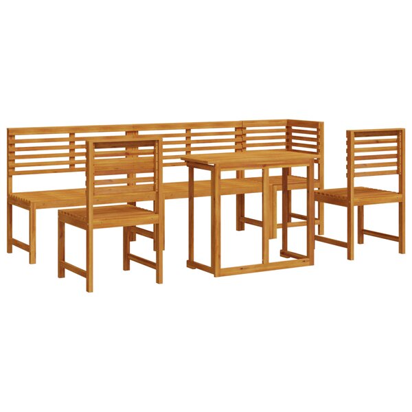 Ensemble de repas de jardin 6 pièces en acacia massif