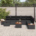 vidaXL Ensemble de canapé de jardin 9 Pièces Noir Poly rotin