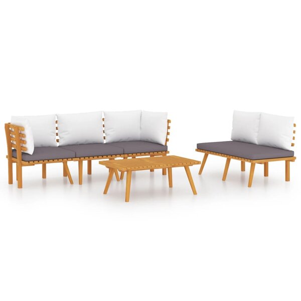 vidaXL Salon de jardin 5 Pièces avec coussins Bois d'acacia solide