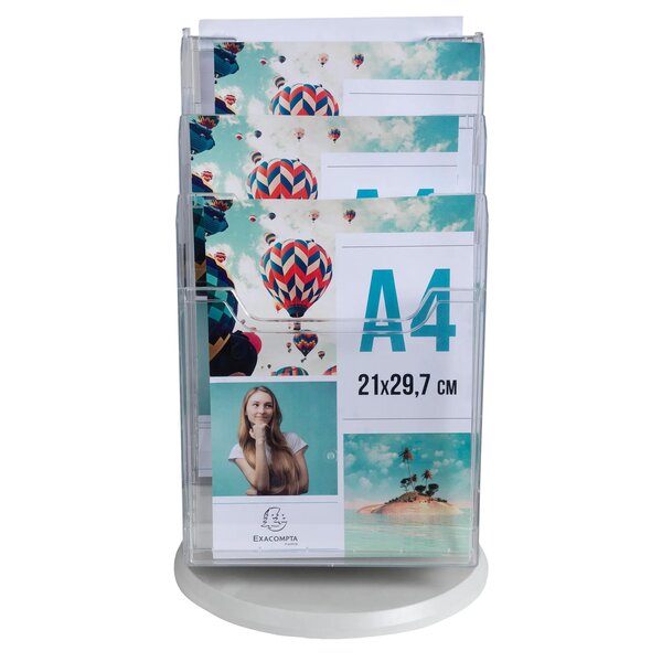 Distributeur De Prospectus Tourniquet De Table 6 Compartiments A4 - Cristal - Exacompta