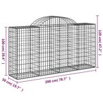 vidaXL Paniers à gabions arqués 40 Pièces 200x50x100/120 cm fer galvanisé