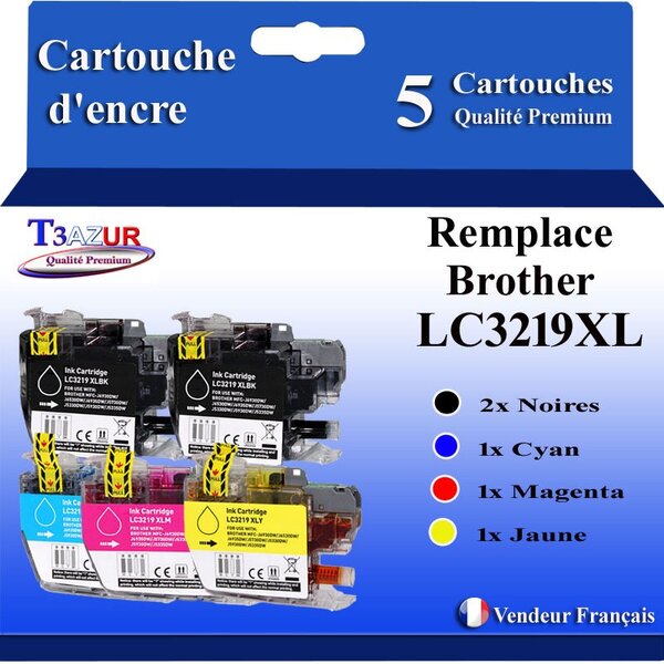 T3AZUR Lot de 5 Cartouches compatibles avec Brother LC3217 / LC3219XL