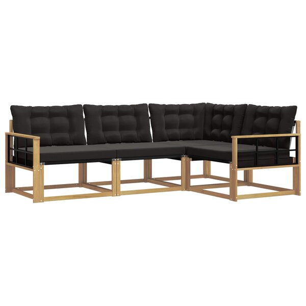 vidaXL Ensemble de canapés d'extérieur 4 pc Blanc et noir
