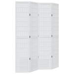 vidaXL Cloison de séparation 4 panneaux blanc bois de paulownia massif