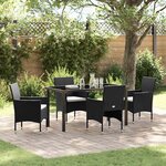 vidaXL Ensemble de salle à manger pour jardin 5 Pièces Noir Poly rotin