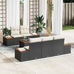 vidaXL Ensemble de canapé de jardin avec coussin 6 Pièces Noir Poly rotin