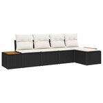 vidaXL Ensemble de canapé de jardin avec coussin 5 Pièces Noir Poly rotin