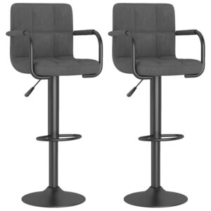 vidaXL Tabourets de bar lot de 2 gris foncé velours
