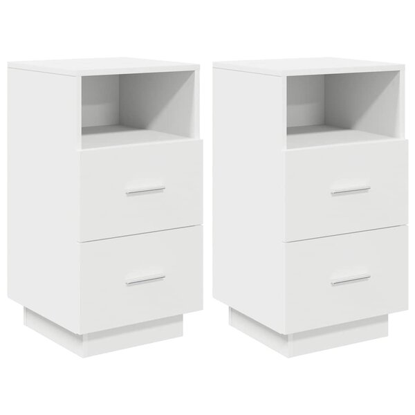 vidaXL Tables de chevet 2 Pièces avec 2 tiroirs blanc 36x36x68 cm