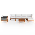 vidaXL Salon de jardin 7 pièces avec coussins bois d'acacia crème et corde