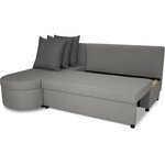 Canapé d'angle convertible réversible 3 places JEN - Tissu Gris - 196 x 88 x 159 cm