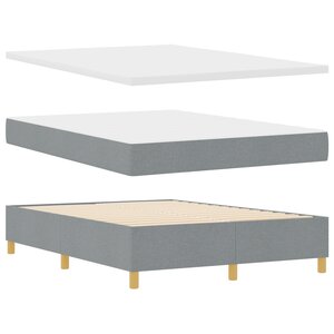Lit à ressort avec matelas et banc vidaXL Gris clair 140x200 cm Tissu