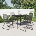 vidaXL Ensemble à manger de jardin 5 Pièces Noir Rotin PVC