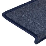 vidaXL Tapis d'escalier 30 pièces 65 x 21 x 4 cm Gris foncé et bleu Bordure rectangulaire