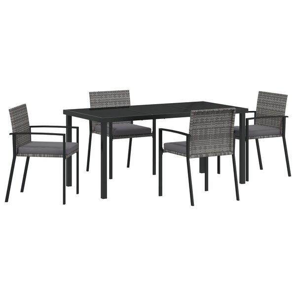 vidaXL Ensemble repas de jardin 5 pièces gris rotin synthétique