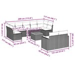 vidaXL Salon de jardin 10 Pièces avec coussins noir résine tressée