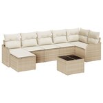 Ensemble Canapé de Jardin de 8 pièces avec Coussins en Rattan Poly Marron