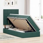 vidaXL Lit de rangement LED avec matelas Vert foncé 90 x 200 cm