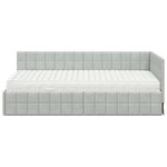 vidaXL Cadre de lit d'angle avec matelas 2 Pièces Gris clair Velours