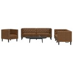 vidaXL Ensemble de canapé Chesterfield 3 Pièces marron similicuir daim
