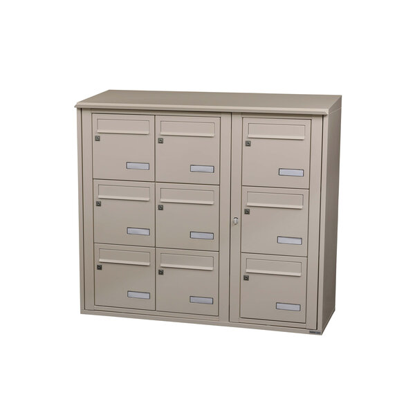 Bloc collectif Leabox 3x3 grade 3 simple face extérieur fixation murale ivoire ral 1015 finition brillante