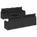 vidaXL Ensemble de canapé de jardin 9 Pièces Noir 55 x 55 x 37 cm