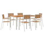 vidaXL Ensemble de repas extérieur 7 Pièces Marron Bois de teck massif