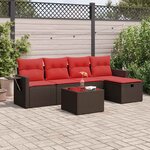 vidaXL Salon de jardin avec coussins 6 Pièces marron résine tressée