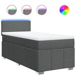 vidaXL Sommier à lattes de lit avec matelas Gris foncé 90x200 cm Tissu