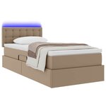 vidaXL Lit avec rangement et LED avec matelas Cappuccino 90 x 200 cm