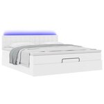 vidaXL Lit ottoman avec matelas & LED blanc pur 180x200cm similicuir