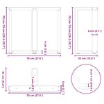 vidaXL Pieds de table à manger en T  2 pièces  noir  70 x 35 x (72-73) cm  acier