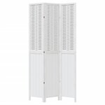 vidaXL Cloison de séparation 3 panneaux blanc bois de paulownia massif