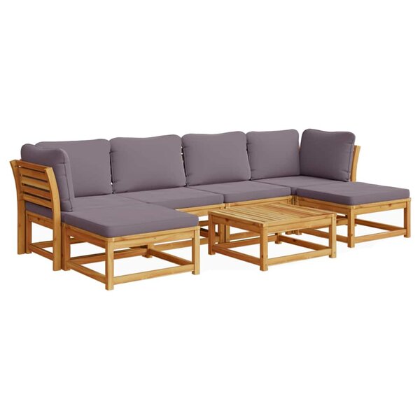 vidaXL Salon de jardin avec coussins 7 Pièces bois massif d'acacia