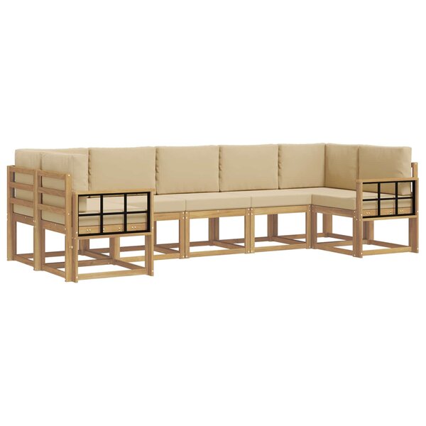 vidaXL Ensemble de canapés d'extérieur 7 pc Blanc et Beige