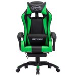 Chaise fauteuil siège pivotante de bureau informatique étude de jeux vidéo avec repose-pied et similicuir vert 02_0024221