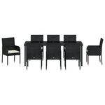 vidaXL Set de salle à manger de jardin 9 pièces avec coussins Noir Poly Rattan